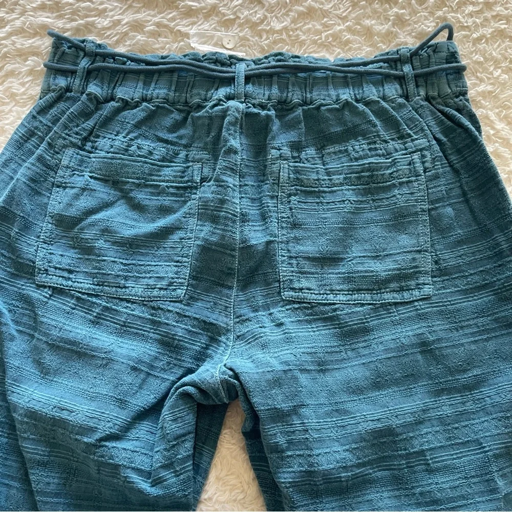 Sundance Teal Blue Textured Pull-On Pants